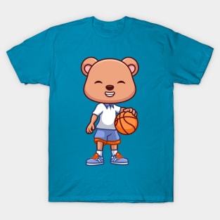 Basketball Bear Cute Cartoon T-Shirt